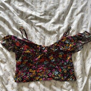 Lost + Wander Red and Pink Ruffled Camisole